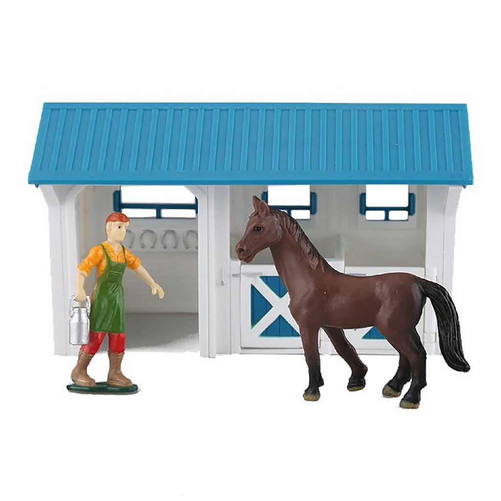 Dutch farm horse stable with figure and horse