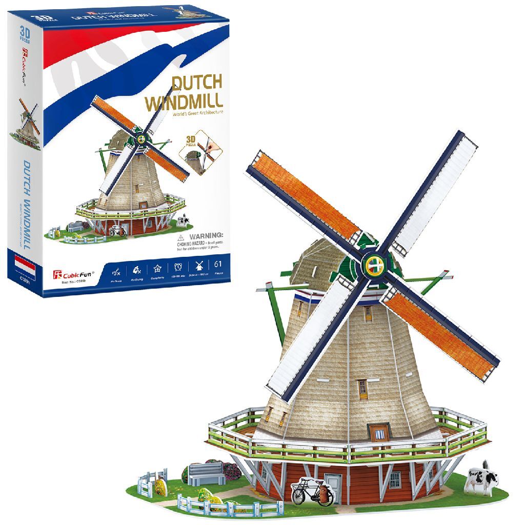 Cubic fun 3D puzzle Dutch windmill 61 pieces
