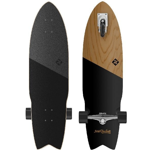 Street surfing shark attack 36 self-propelled longboard koa black