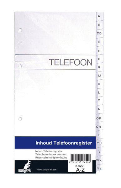 Kangaro k-6201 Inhalt fir Telefonsregister a-Z 4-Gaats