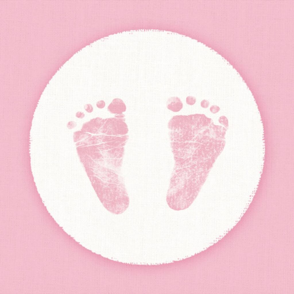 Ambiente servetter baby fötter 33 cm rosa
