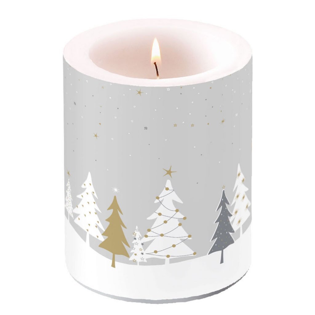 Ambient Stub Candle Midnight Trees 10x12 cm szary