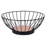 No brand metal frugtskål 28 cm sort træ