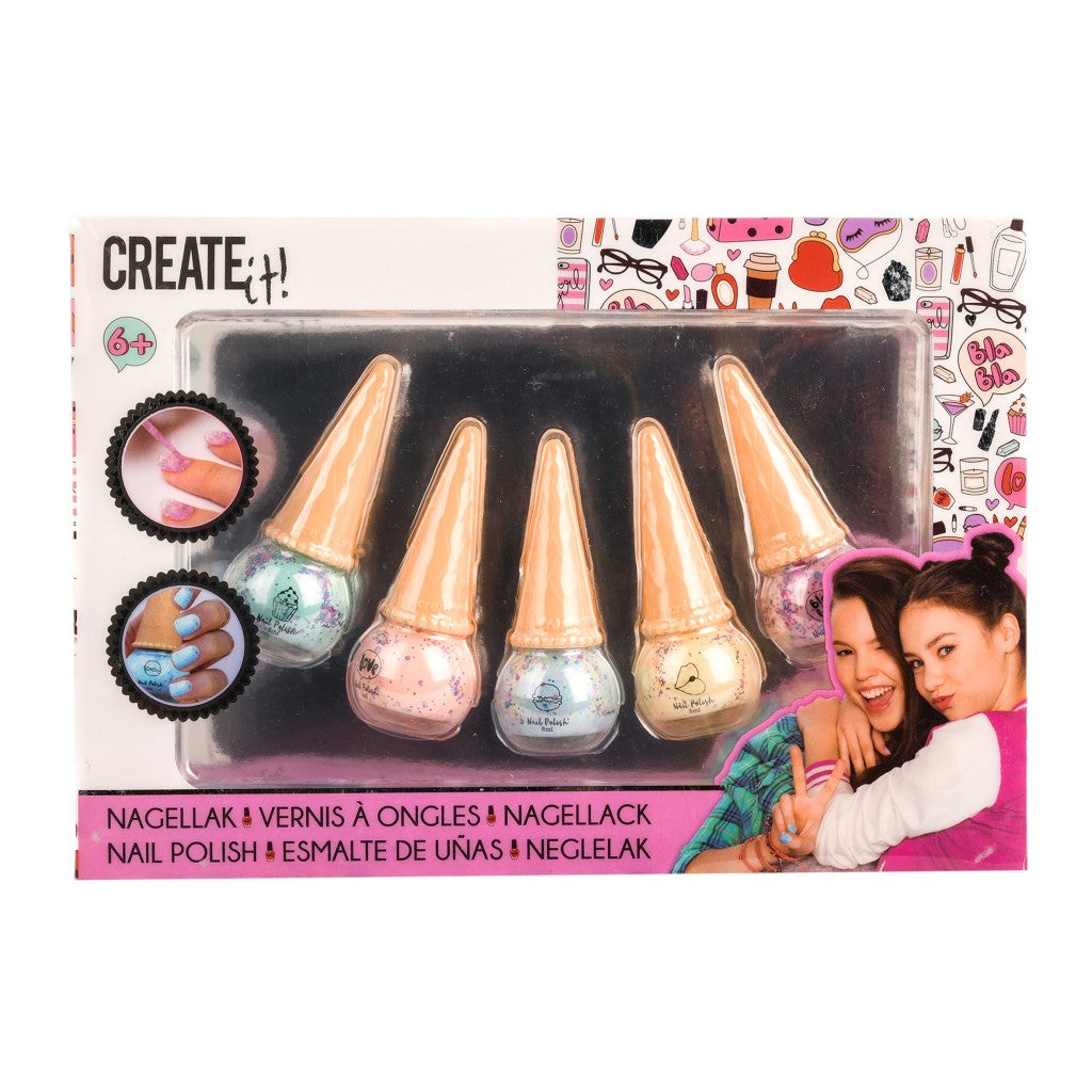 Create it! Beauty glittering nail polish ice cream horn, 5st.