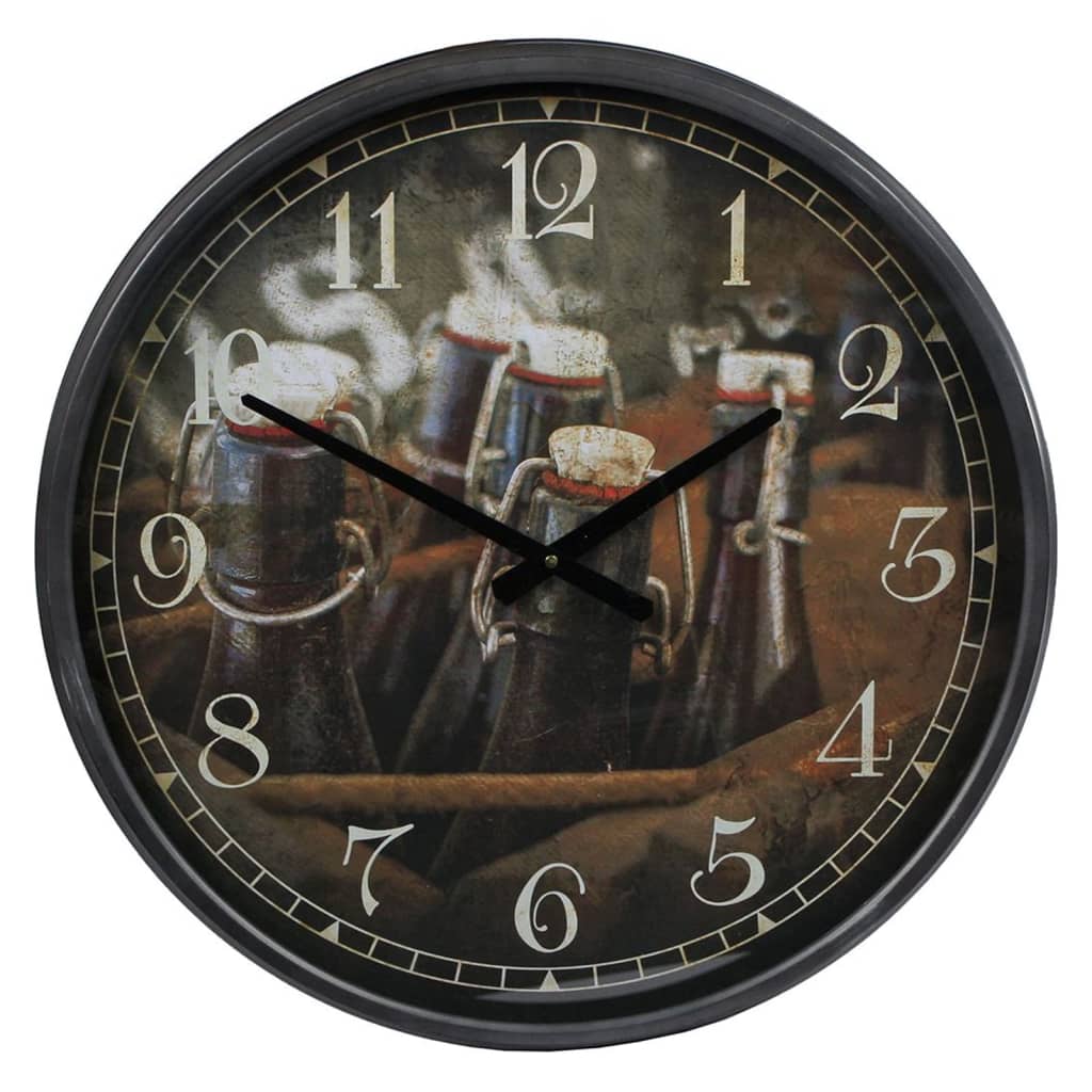 Gifts Amsterdam Gifts Amsterdam Wall Clock Bottles in crate 51 cm Metal Black