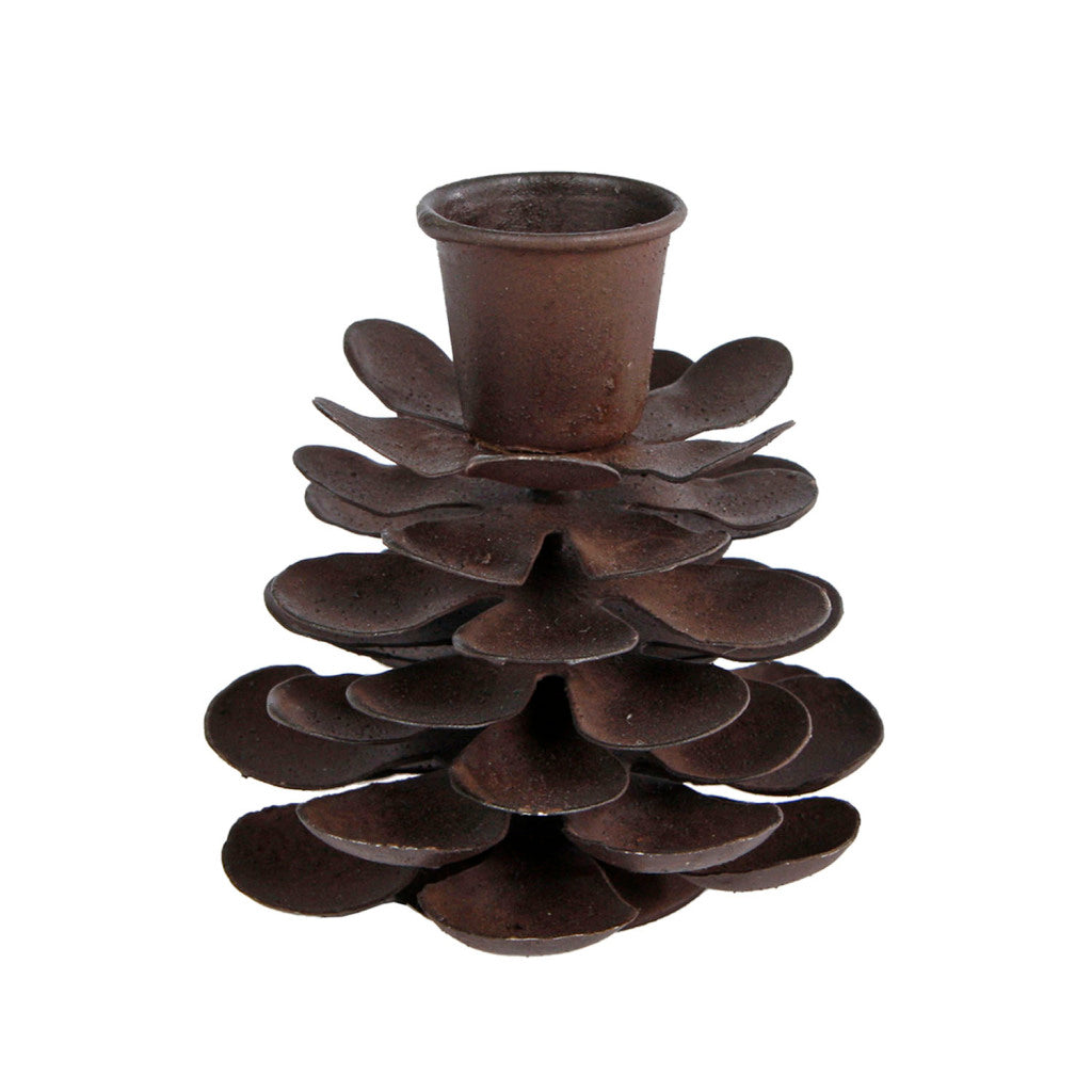 Miscellaneous candlestick Pinecone's dark rust metal 6x6x8cm