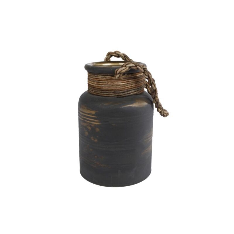 Miscellaneous Vase Ralf W Leathercord L Brown Glass 14x14x20cm