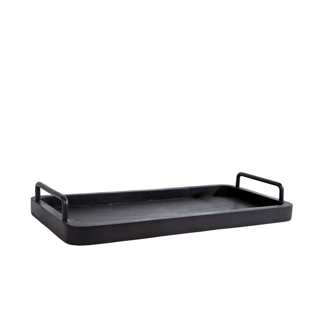 Różna taca z uchwytem Czarne drewno metal 50x24x2.5 cm
