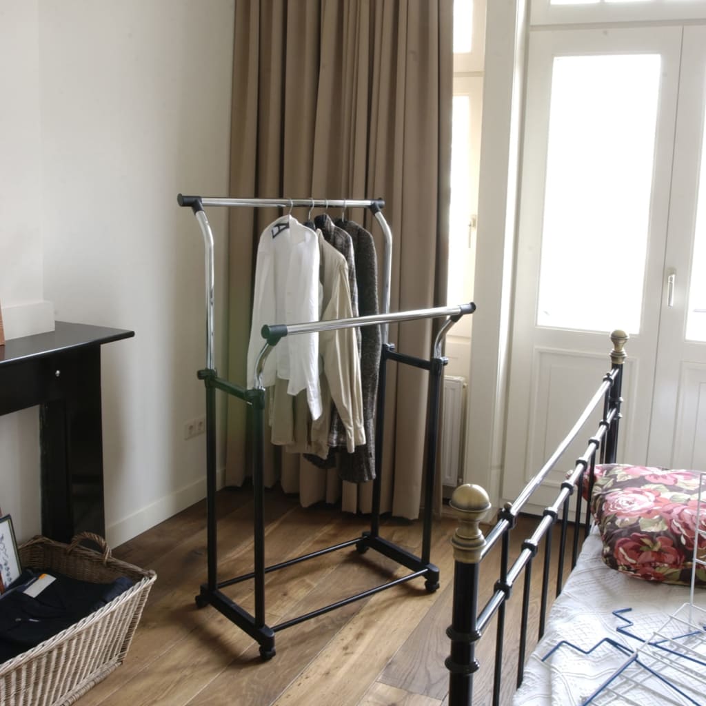 V-Part Clothing rack adjustable in height with 4 wheels Double