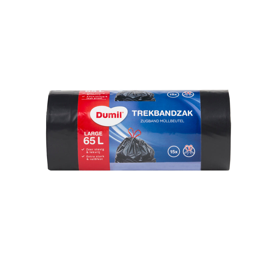 Dumil waste bags with drawstring 65l 15 pieces