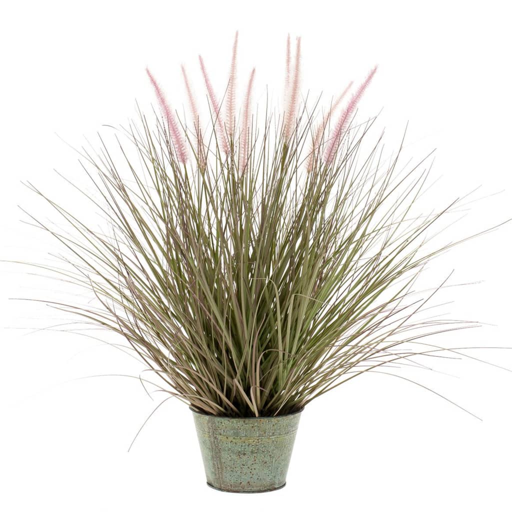Emerarrd kënschtlech Planz an Zinc Pot Lamppoleserergras 58 cm