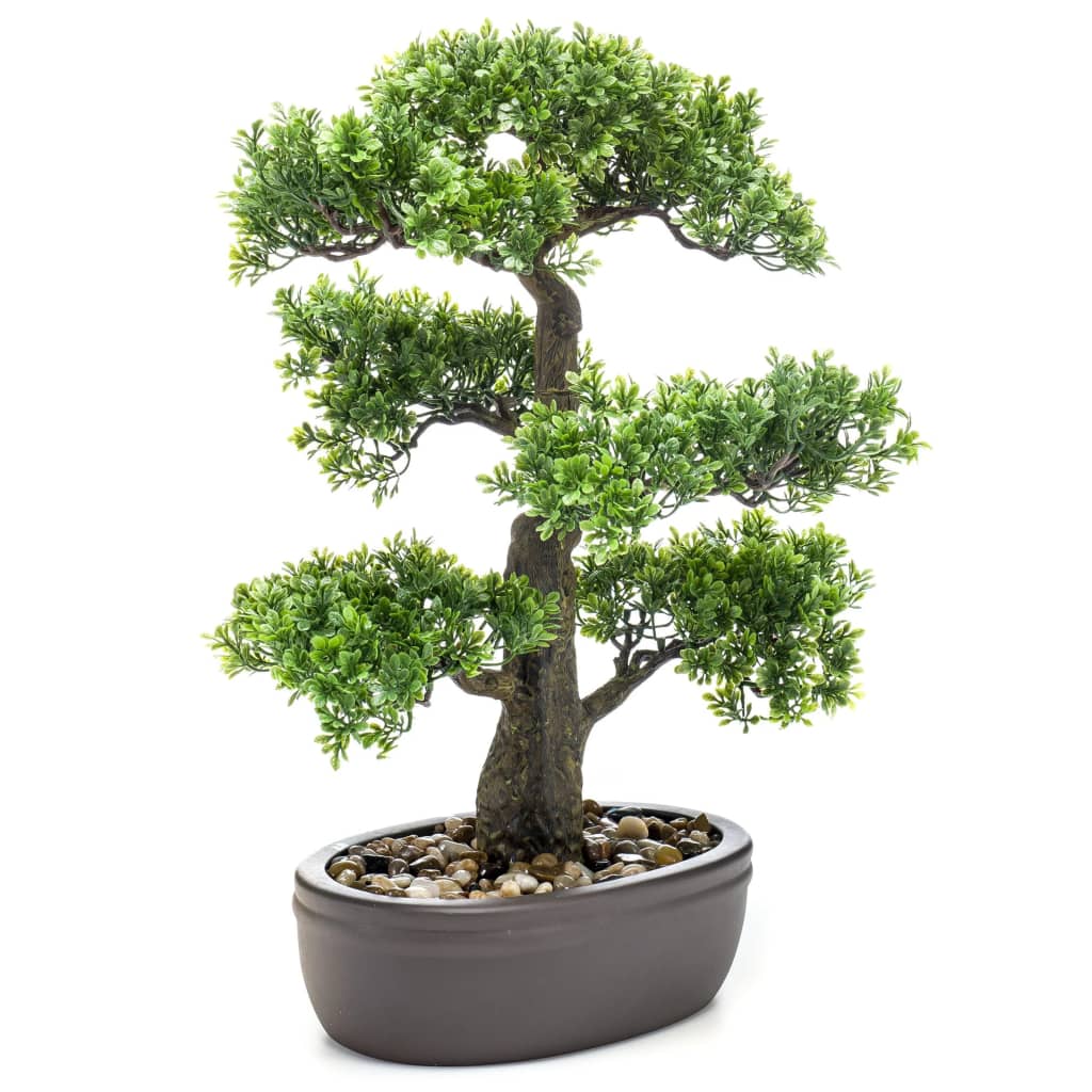 Pianta d'arte di smeraldo in pentola marrone ficus minibonsai 43 cm