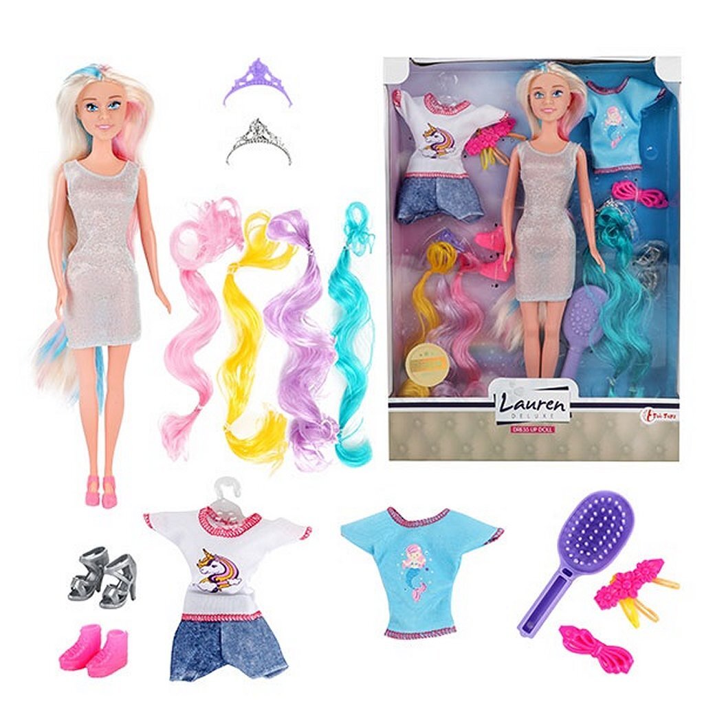 Boneca adolescente de Lauren com extensões de cabelo e roupas