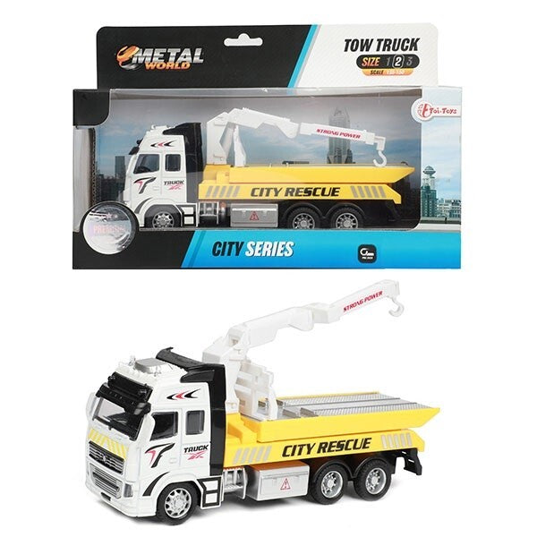 Toi-toys tow truck metal junior 25 x 12 cm yellow white black