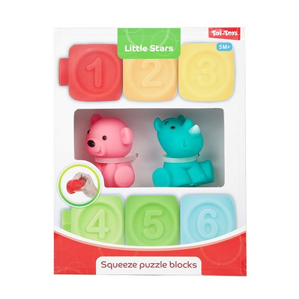 Klenge Stären Puppelchen stackelen Blocks 6 Stéck + 2 Déieren