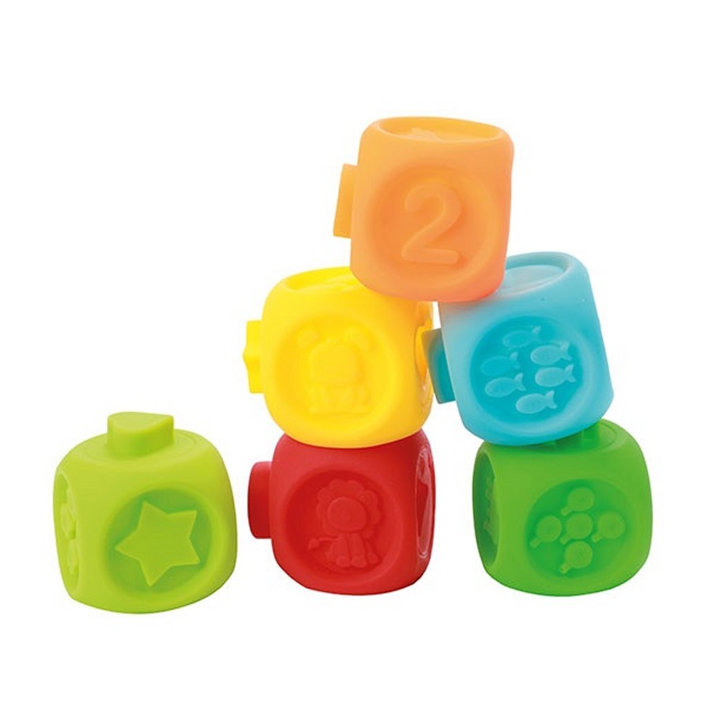 Klenge Stären Puppelchen stackelen Blocks 6 Stéck + 2 Déieren