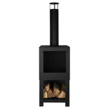 ESSCHERT Design vrtni kamin s shranjevanjem lesa črno FF410