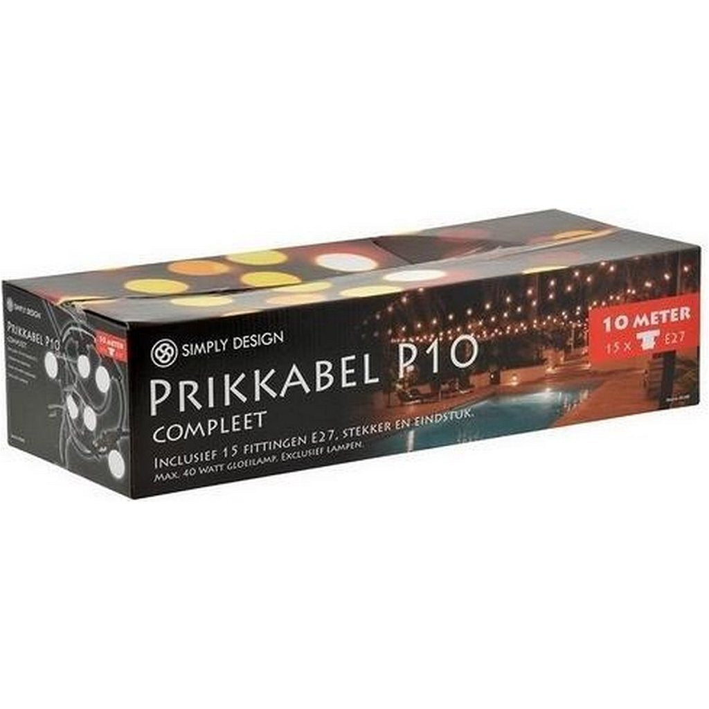 Grunnleggende bare design P10 Vanntett beskyttelseskabel med 15 beslag 10m svart