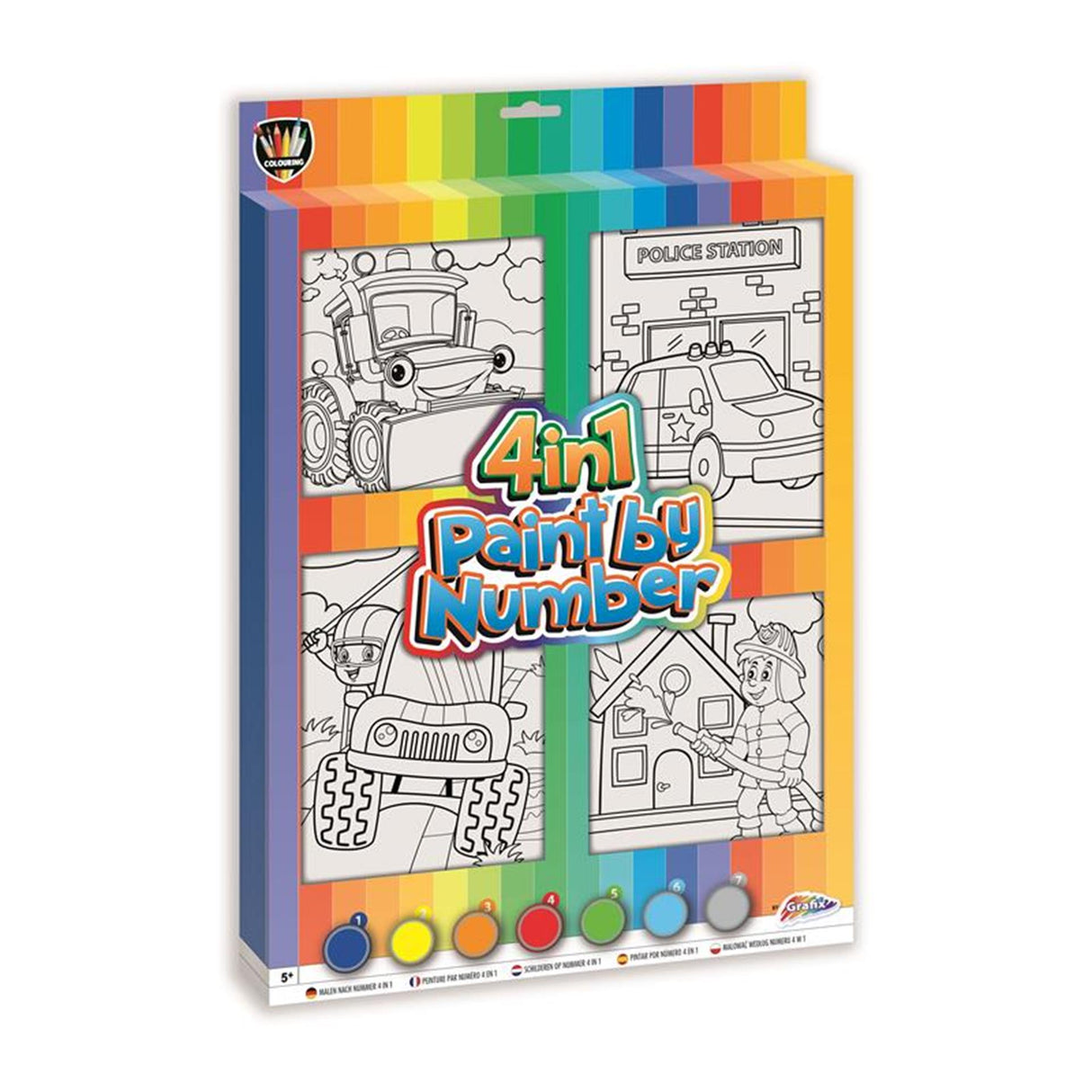 Pintura de grupo de manualidades creativas en el número 4in1 - Vehículos