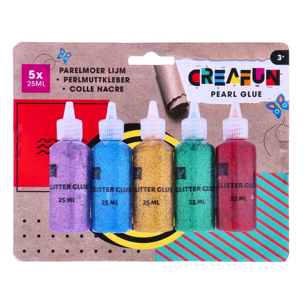 Creafun lim perlemor 5 x 25 ml 2 assorteret | 6 stk