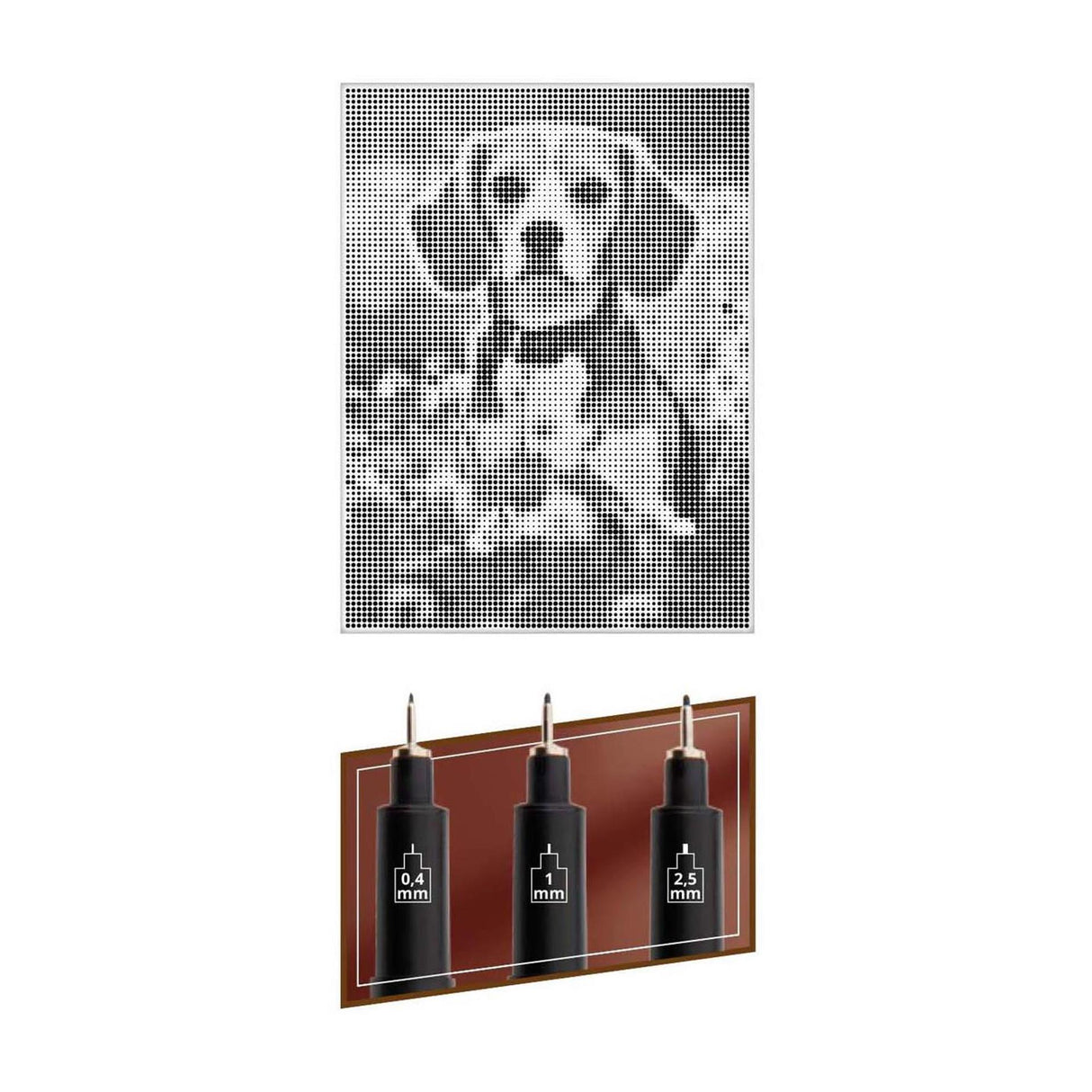 Creative craft group stippenkunst op doek hond - 40 x 30 cm - incl. fineliners