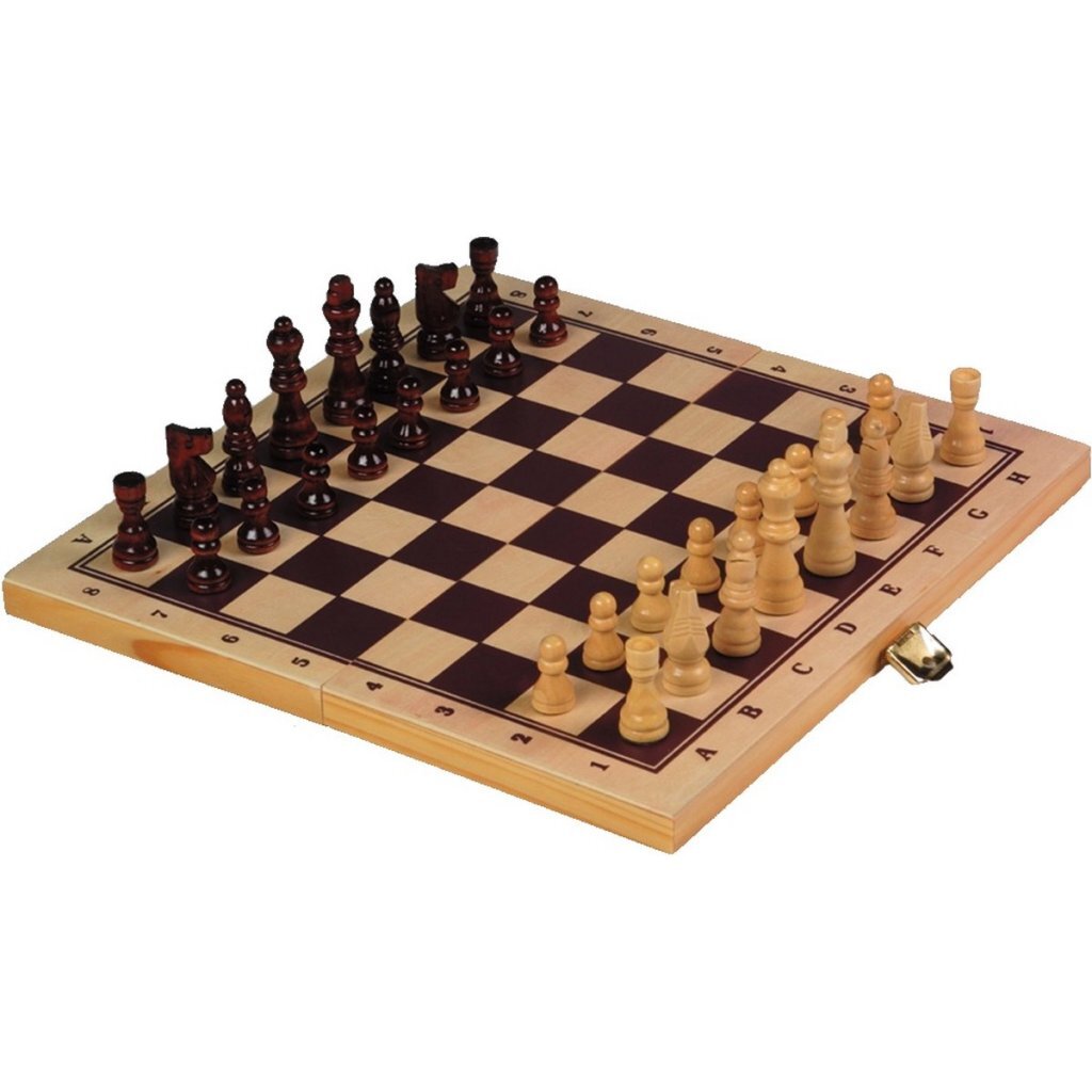 Longfield schaak en backgammon houten cassette 30x16x4 cm