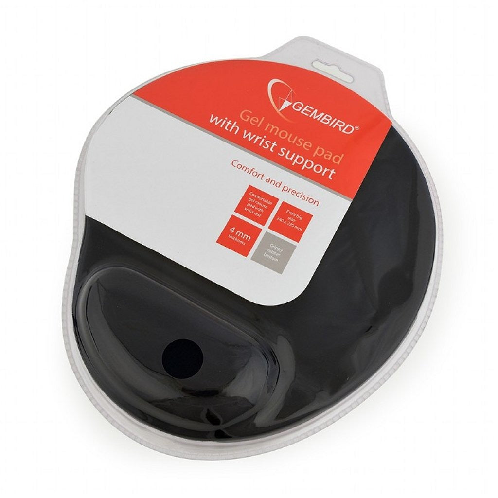 Gembird mouse pad with gel wrist support black