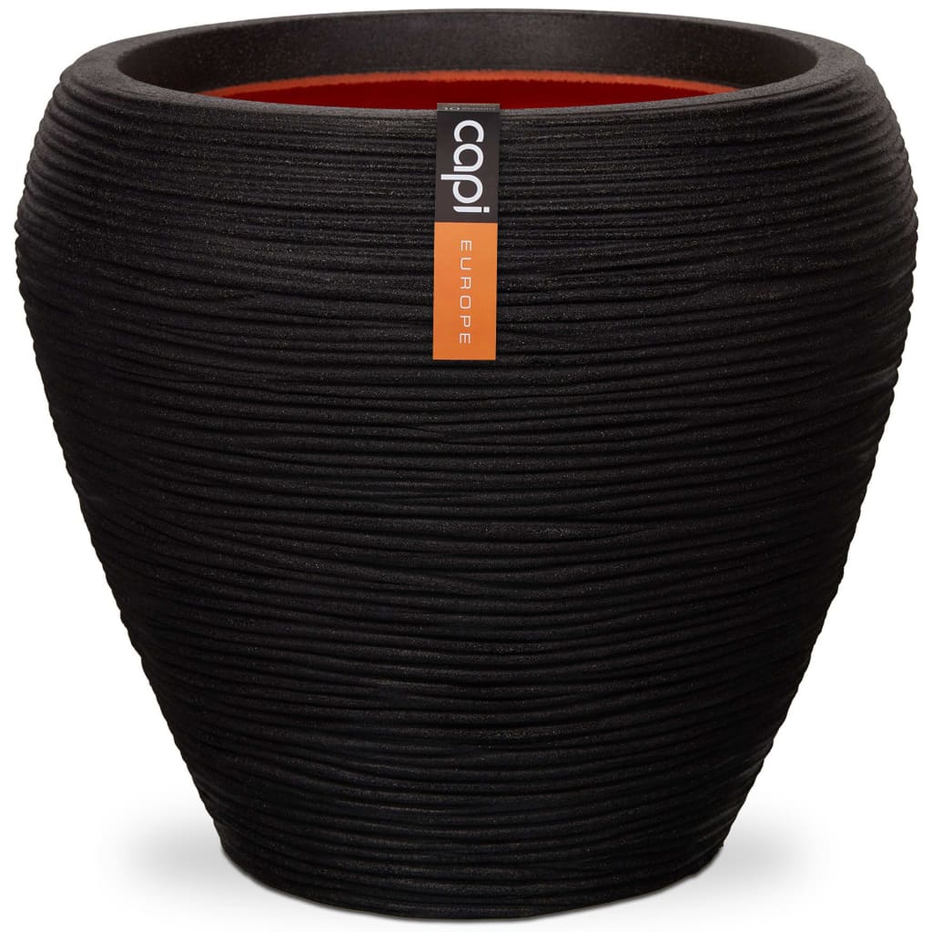 Capi Flowerpot Nature Rib Taps 42x38 cm sort KBLR362