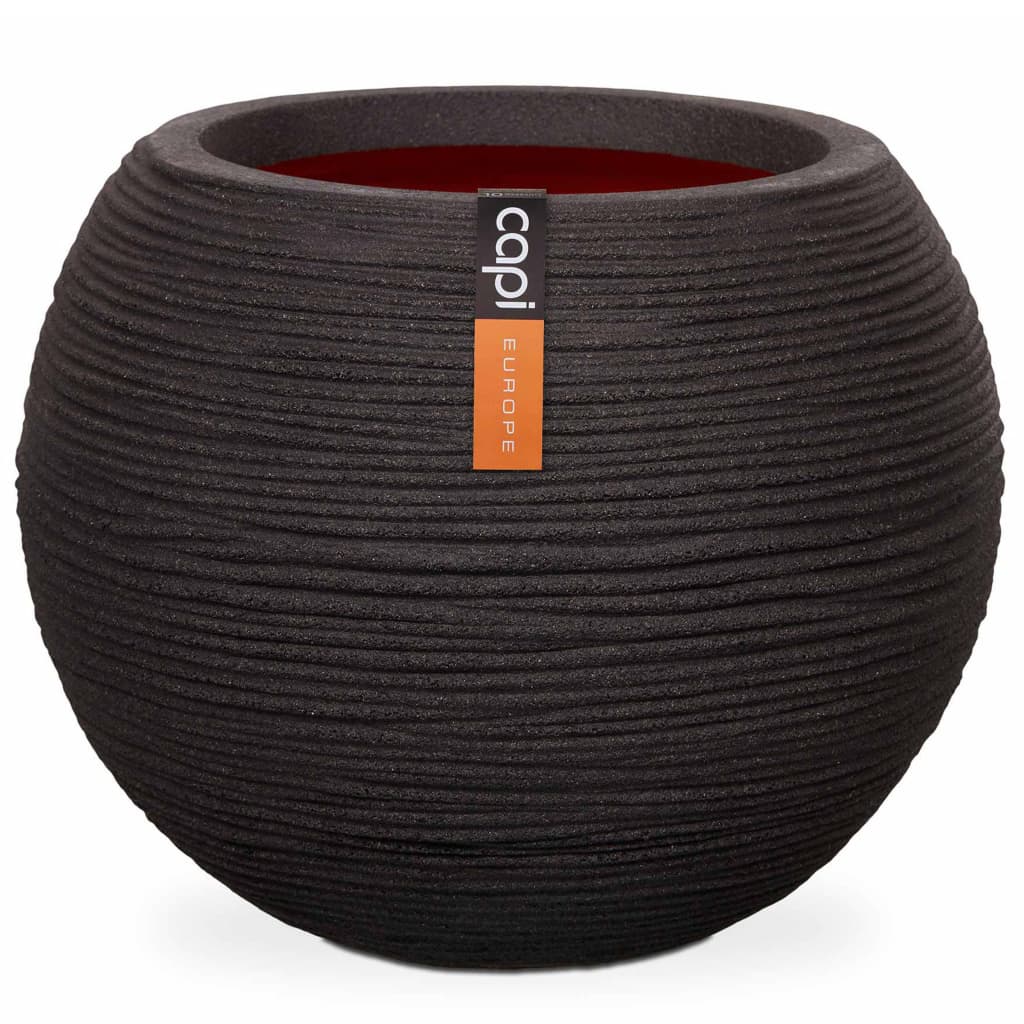 Capi Flowerpot Nature Rib Sfærisk 40x32 cm sort KBLR270