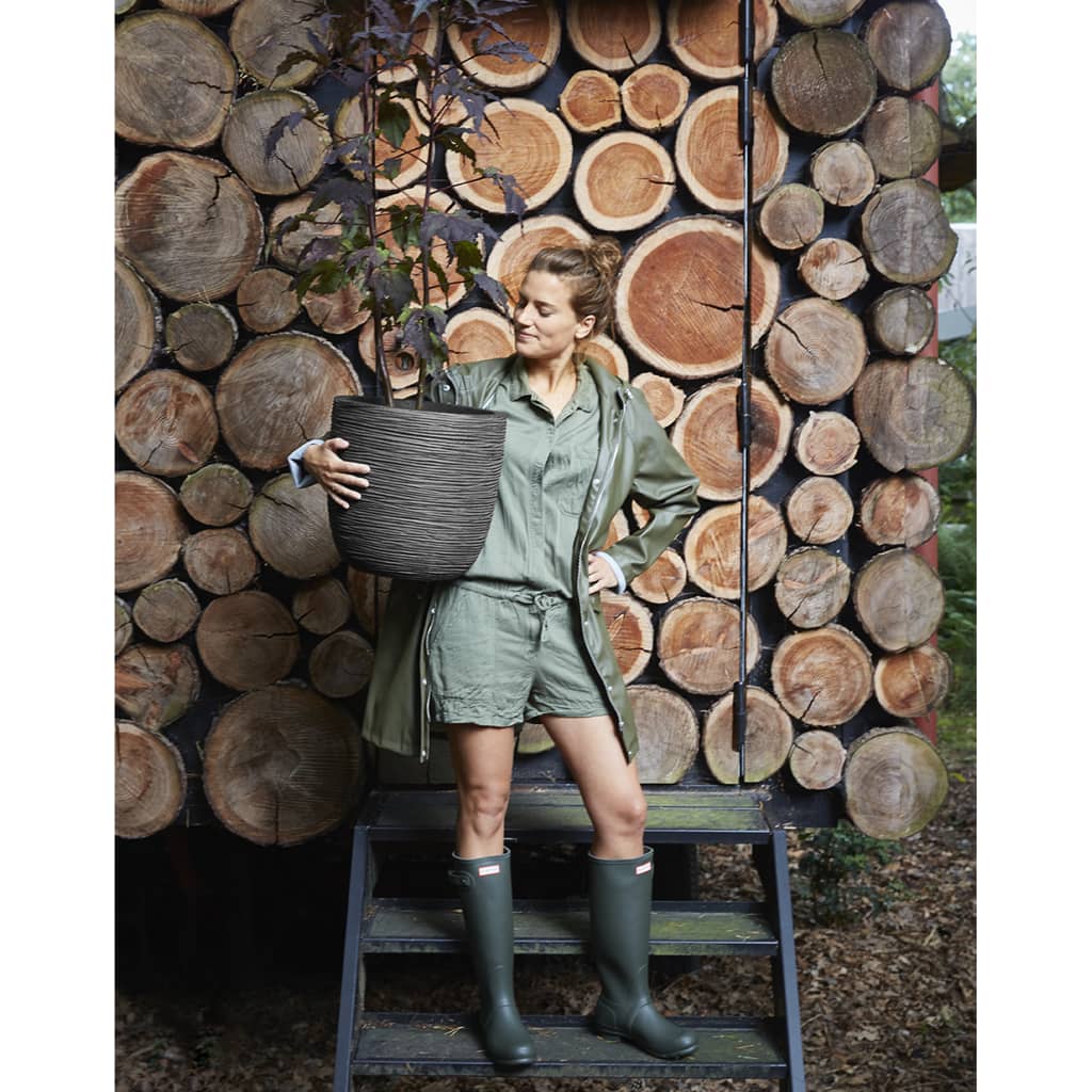 Capi Flowerpot Nature Rib 35x34 cm Anthracite kofz932