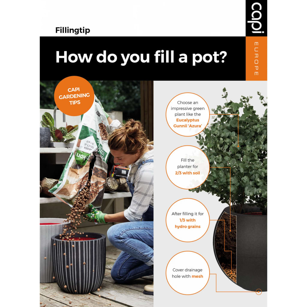 Capi Capi Flowerpot Urban Tube Taps 55x52 cm Dark gray