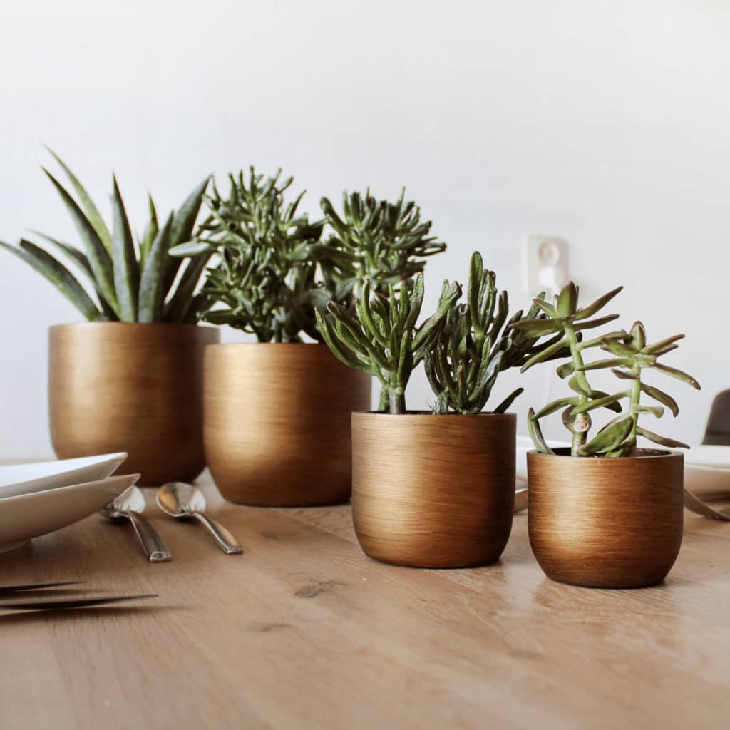 Capi 4-teiliger Blumentopf Set Lux Retro Goldfarbe
