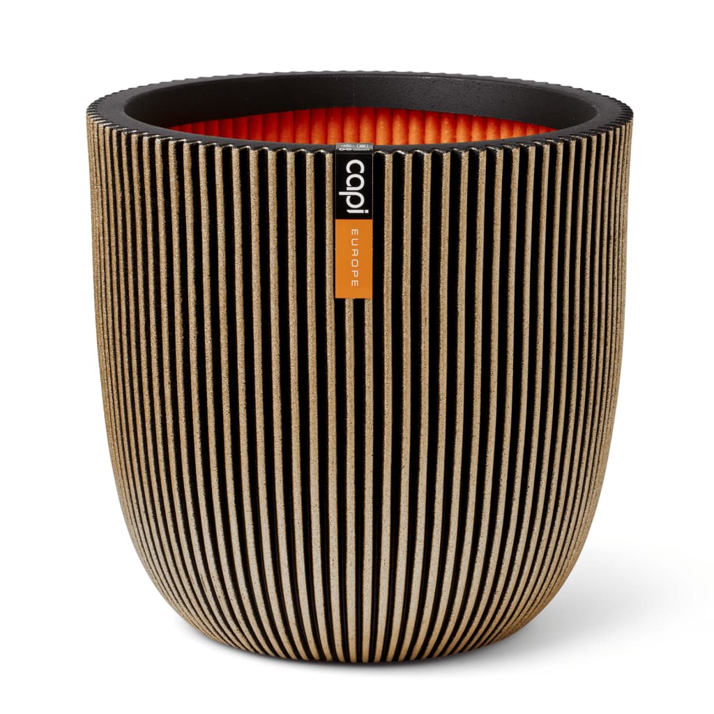 Capi Planter Groove 43x41 cm črno in zlato obarvano