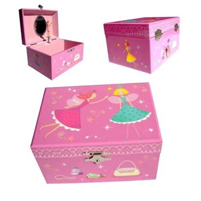 Simplement pour enfants Boîte à bijoux pour les enfants 2 Fairies Pink Music Box avec ballerine de danse