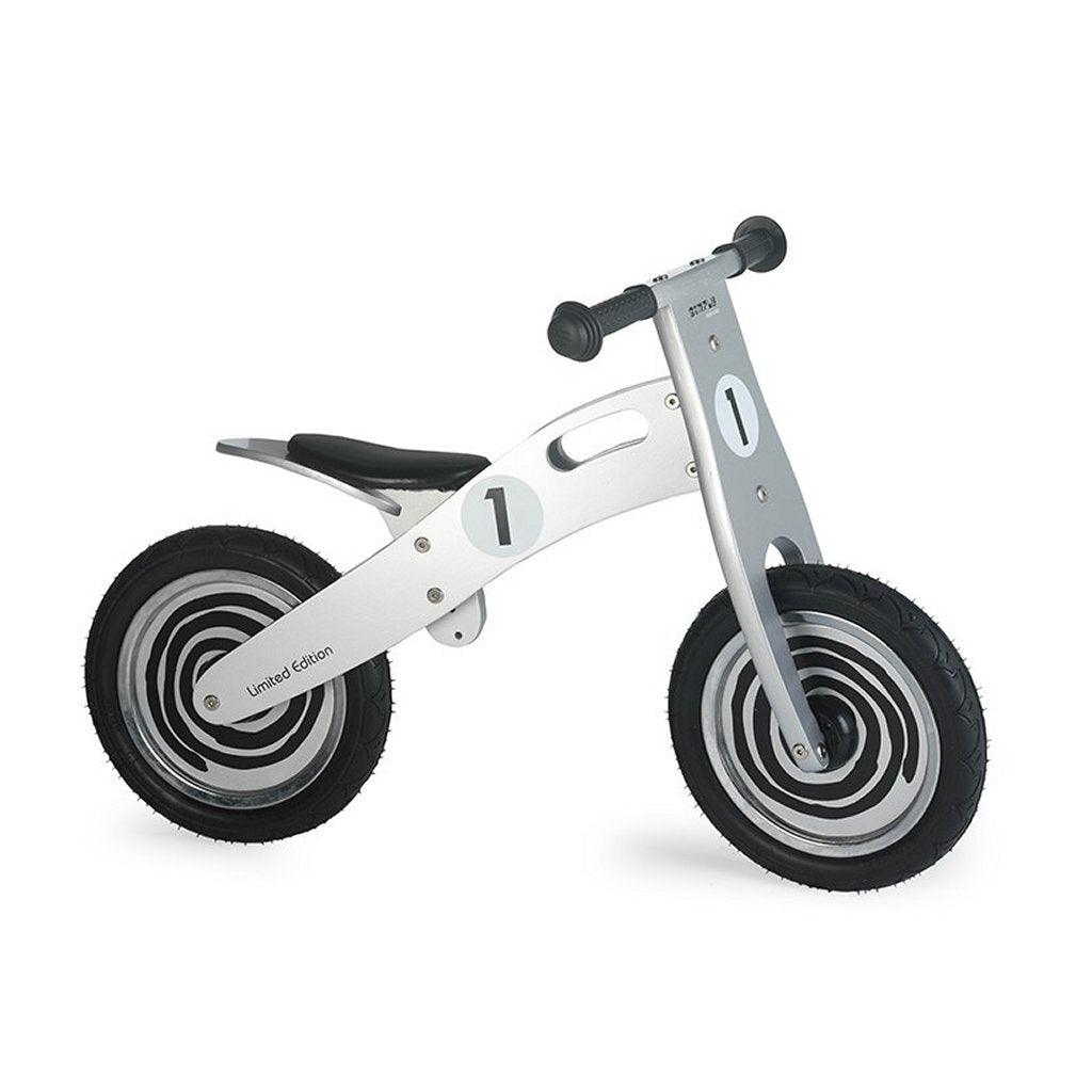 Vélo d'équilibre en bois simplement - argent