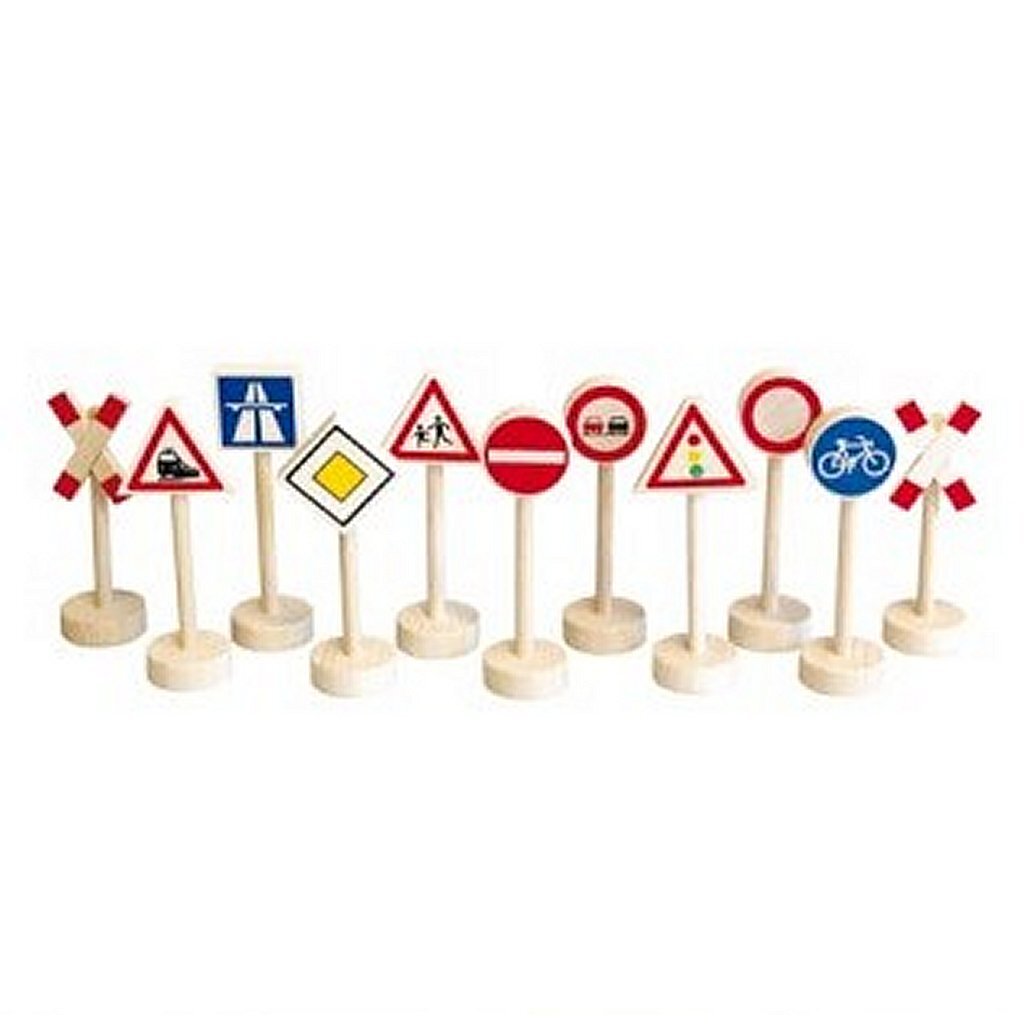 Simplemente para niños letreros de tráfico de madera 12 piezas