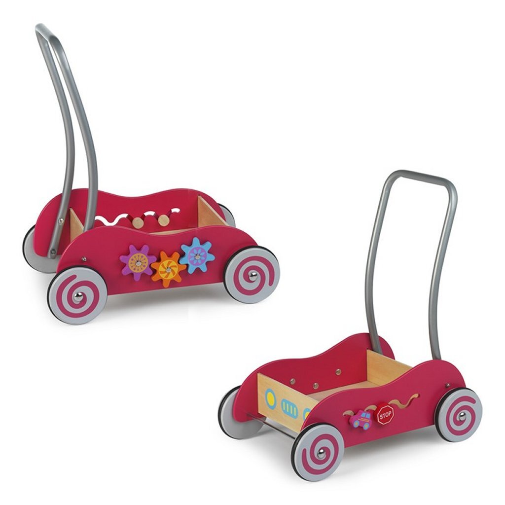 Simplemente para niños, empuje de madera de madera rosa