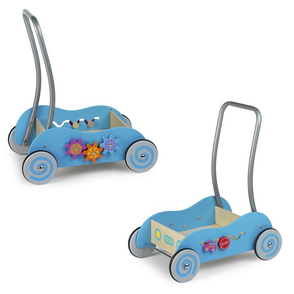 Simply for kids wooden push cart blue