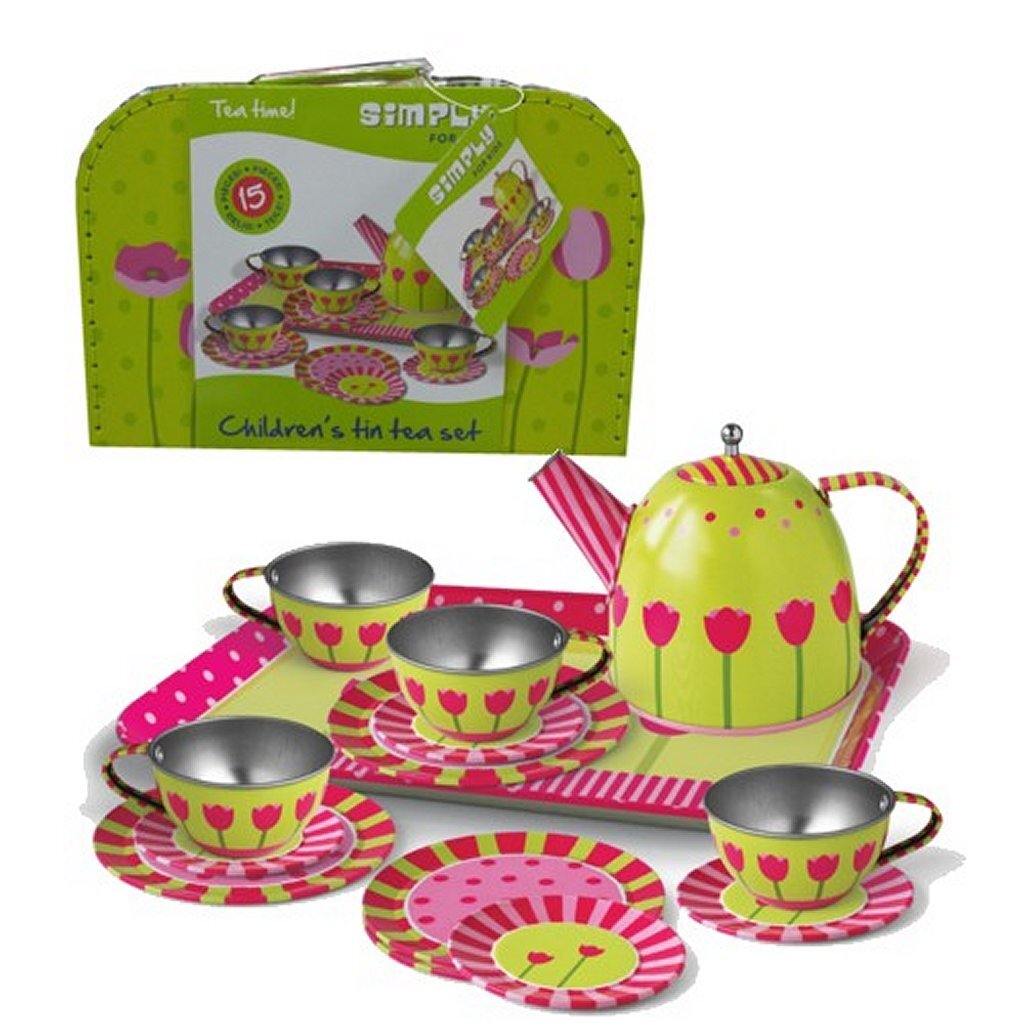 Simplement pour Kids Tin Tulip Tea Set in Suitcase