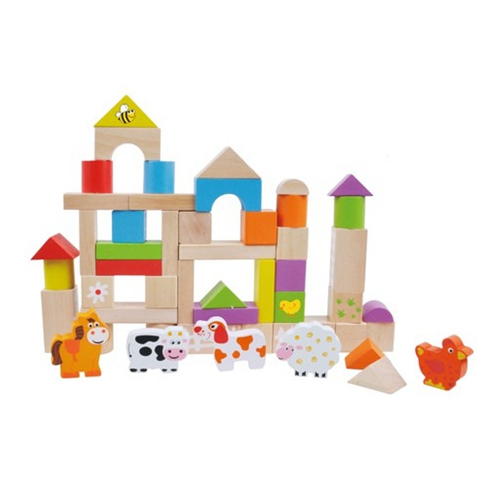 Simply for kids wooden blocks and animals 50 pieces