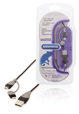 Bandridge bbm39400b10 2-in-1 data and charging cable usb micro-b male + lightning adapter - a male 1.00 m black