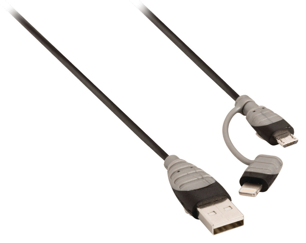 Bandridge BBM39400B10 2-in-1 Data a nabíjecí kabel USB Micro-B Male + Lightningadapter-muž 1,00 m černé
