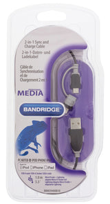 Bandridge BBM39400B10 2-in-1 Data a nabíjecí kabel USB Micro-B Male + Lightningadapter-muž 1,00 m černé