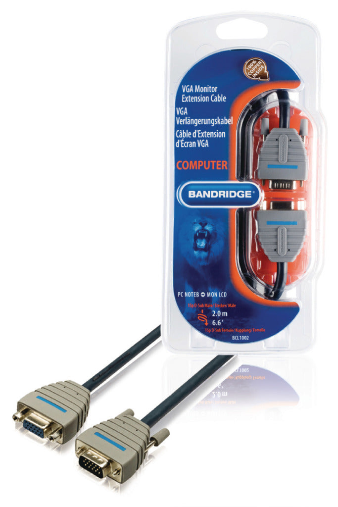 Bandridge BCL1002 VGA Extension Cable VGA Male - VGA Female 15 -Pins 2,00 m blå
