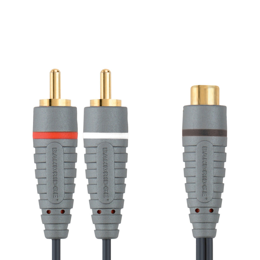 Bandridge Bal4600 Suwwoofer Cable 2x RCA männlech - RCA weiblech 0,20 m Blo