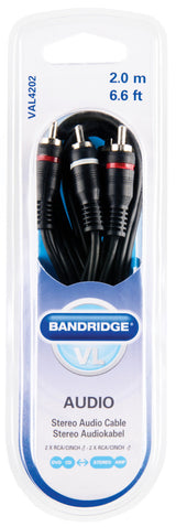 Bandridge Bandridge Val4202 Stereo Audio Cable 2x RCA moški 2x RCA moški 2,00 m črna