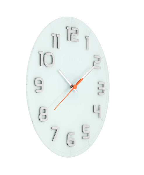 NEXTIME NE-8817WI WALL Clock Slide. 30 x 3,5 cm, Glas, weiß, 'edelrunde'