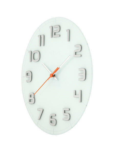 NEXTIME NE-8817WI WALL Clock Slide. 30 x 3,5 cm, Glas, weiß, 'edelrunde'