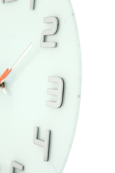 NEXTIME NE-8817WI WALL Clock Slide. 30 x 3,5 cm, Glas, weiß, 'edelrunde'