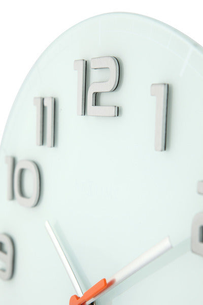 NEXTIME NE-8817WI WALL Clock Slide. 30 x 3,5 cm, Glas, weiß, 'edelrunde'